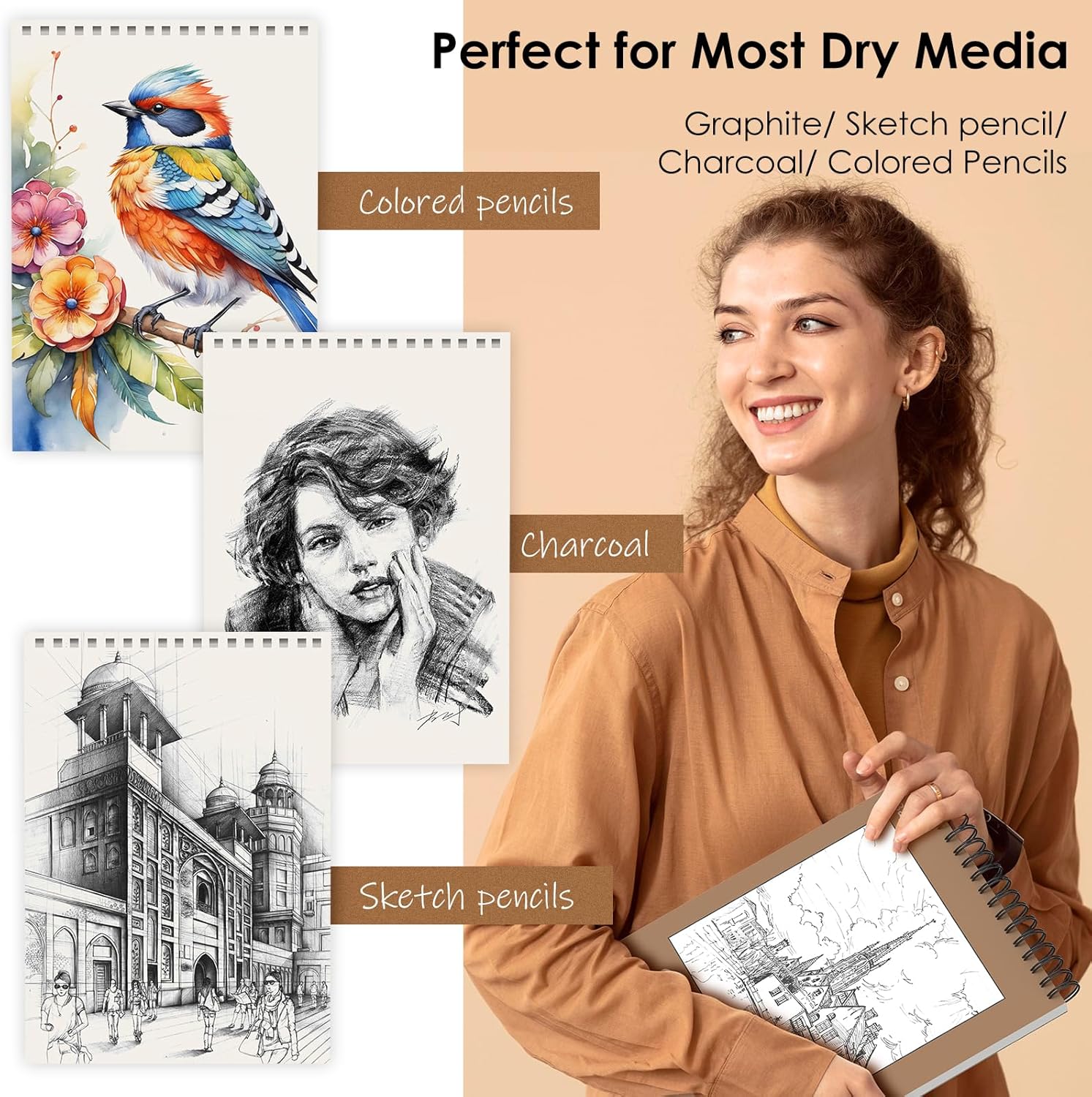 iBayam Sketch Book 9" x 12", Spiral Bound Sketchbook for Kids Teens Adults Artists Beginners, School Supplies Art Supplies,100 Sheets (68lb/100gsm) Premium Drawing Pad for Sketching Writing Painting - Image 3
