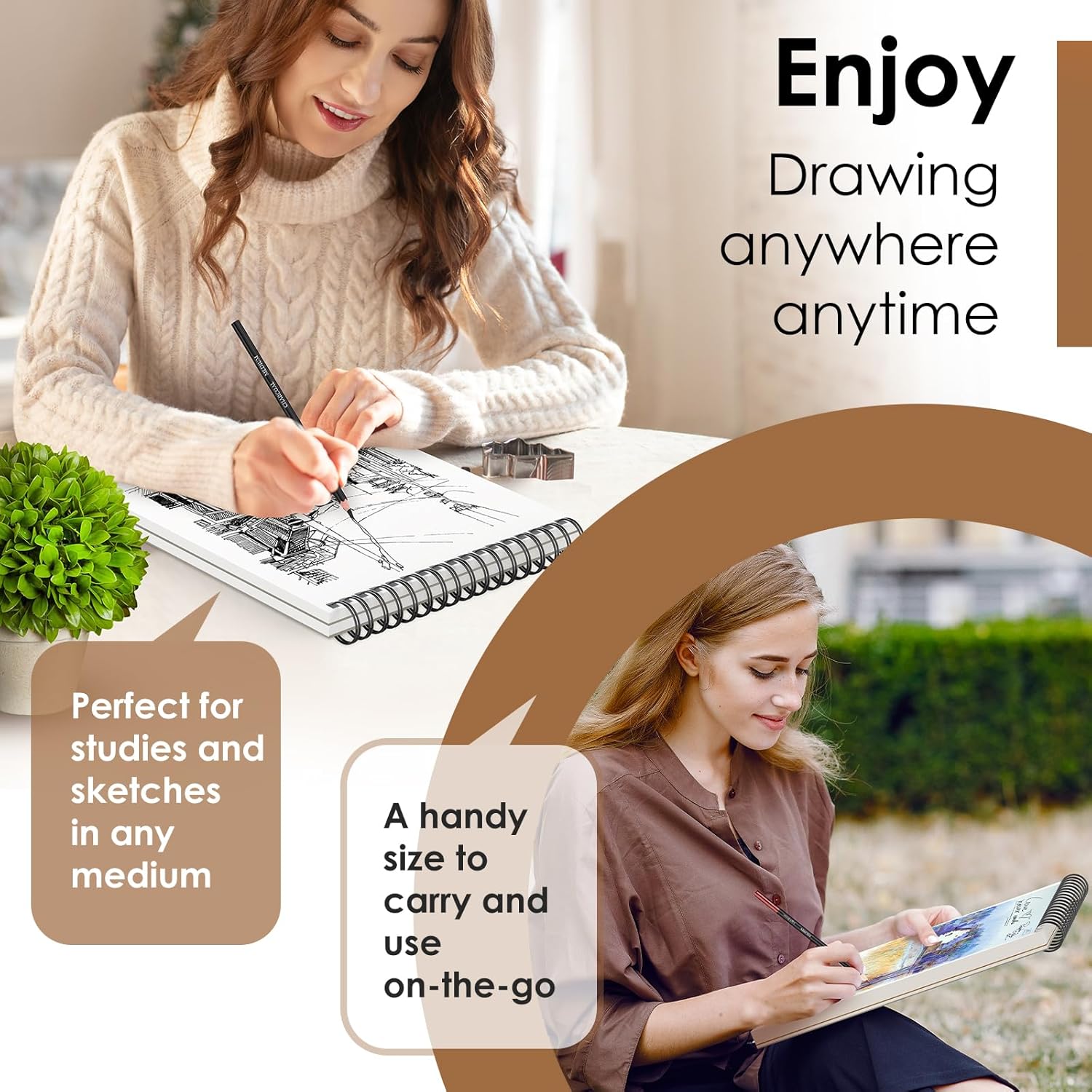 iBayam Sketch Book 9" x 12", Spiral Bound Sketchbook for Kids Teens Adults Artists Beginners, School Supplies Art Supplies,100 Sheets (68lb/100gsm) Premium Drawing Pad for Sketching Writing Painting - Image 4