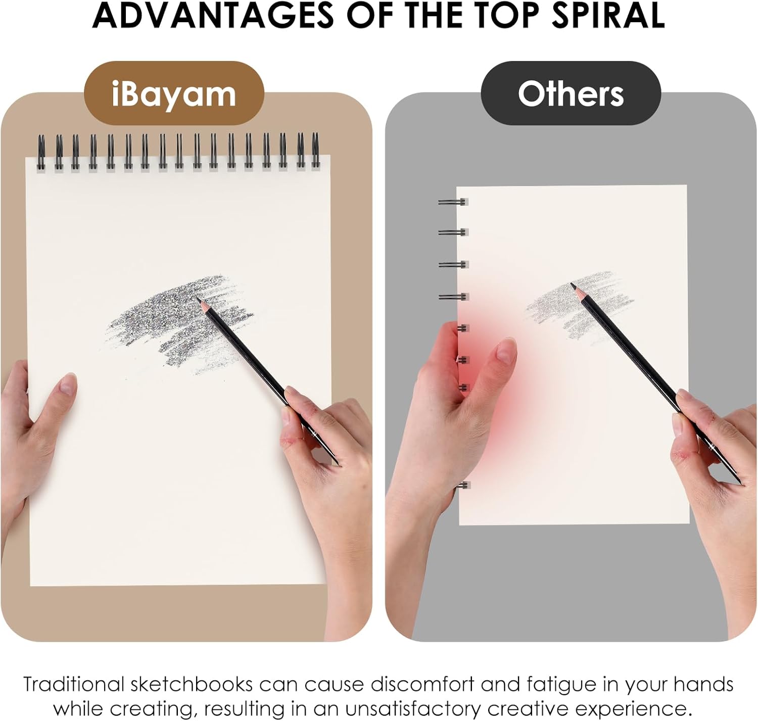 iBayam Sketch Book 9" x 12", Spiral Bound Sketchbook for Kids Teens Adults Artists Beginners, School Supplies Art Supplies,100 Sheets (68lb/100gsm) Premium Drawing Pad for Sketching Writing Painting - Image 6