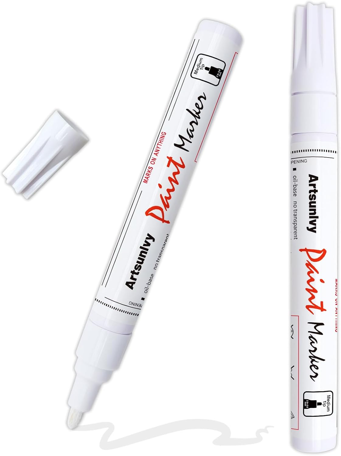 White Paint Pens marking pens Permanent Markers - 2 Pack Oil Based Waterproof Markers for Tire, Rubber,Wood, Rocks, Metal, Canvas,Plastic, Dark Surface,Craft office Supplies,Medium Point - Image 7