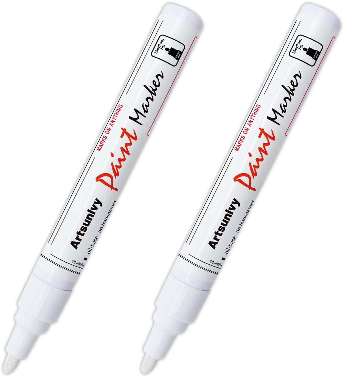 White Paint Pens marking pens Permanent Markers - 2 Pack Oil Based Waterproof Markers for Tire, Rubber,Wood, Rocks, Metal, Canvas,Plastic, Dark Surface,Craft office Supplies,Medium Point - Image 8